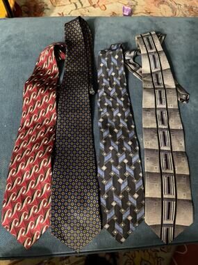 ZYLOS George Machado - Tie - Silk - NECKTIE Modern Abstract Lot Of 4
